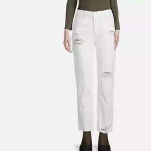 Joe's Jeans White Distressed Straight Leg Jeans